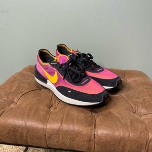 Nike Black and Pink Shoes with Yellow Interior